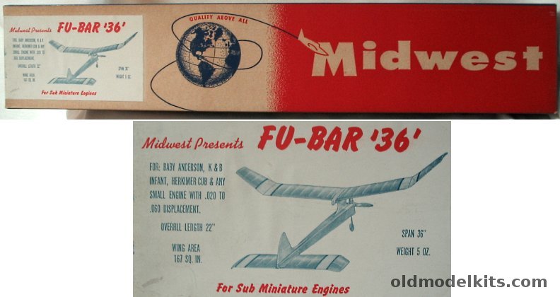 Midwest Fu-Bar (Fubar) 36 - for Sport or Competition Free Flight, FG-2 plastic model kit